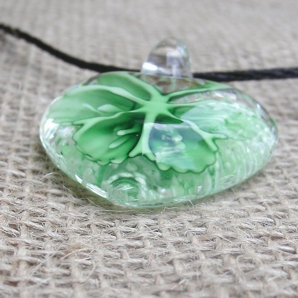 Glow in the Dark Murano Glass Butterfly Heart Necklace - Picture 6 of 14